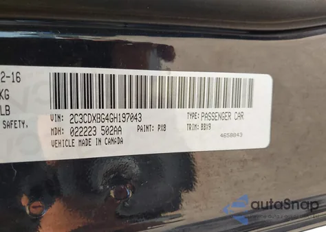 2016 Dodge Charger Se from USA, damaged, VIN 2C3CDXBG4GH197043